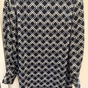 Banana Republic Navy and White Diamond Blouse